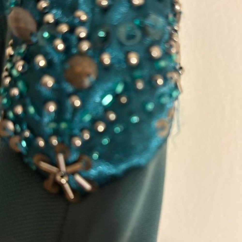 Emerald Green Gown Maxi Chiffon Dress-Size 0 - Picture 7 of 10